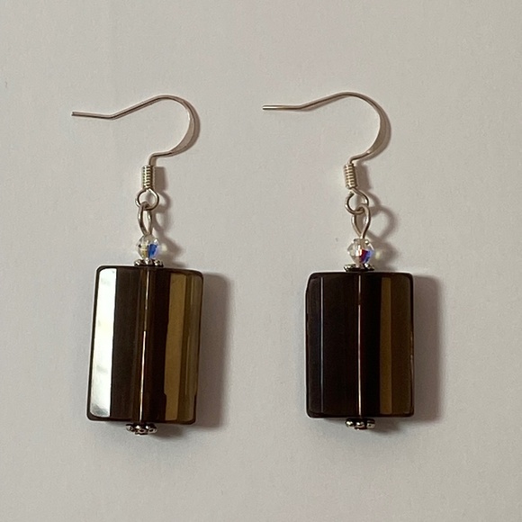 Genuine Natural Smoky Quartz Earrings - Picture 3 of 7